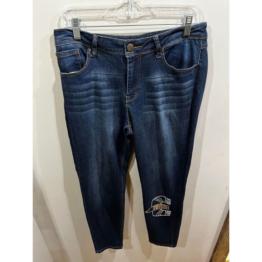 1822 Adriana Jeans Womens 12 Skinny Blue High Rise Bird Western Aztec Boho Y2K